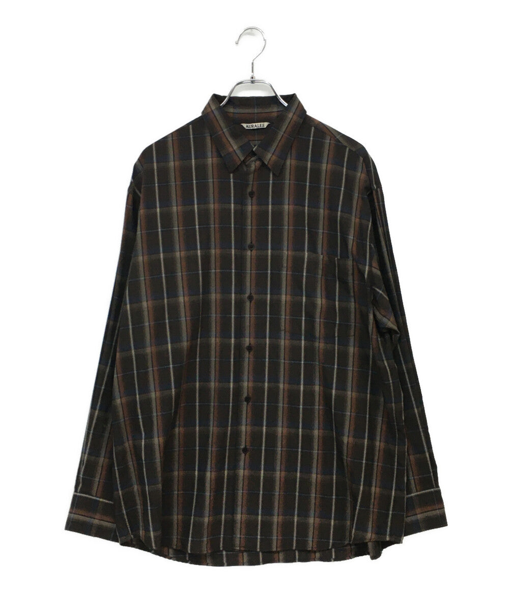 オーラリー 美品 長袖シャツ チェック ブラウン系 24SS A24SS01LC メンズ SIZE 4 AURALEE