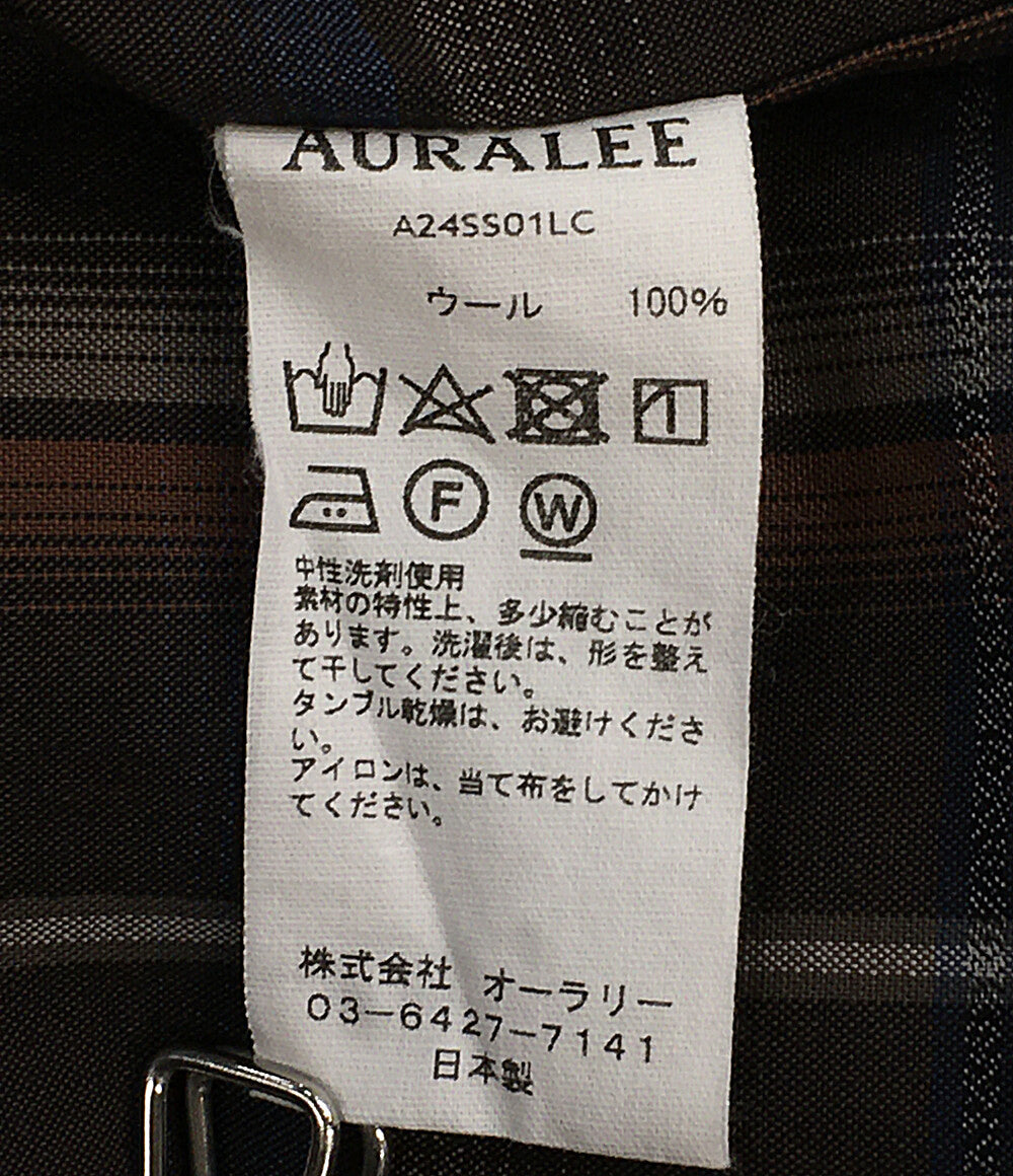 美品 AURALEE 長袖シャツ チェック ブラウン系 24SS A24SS01LC メンズ SIZE 4 オーラリー