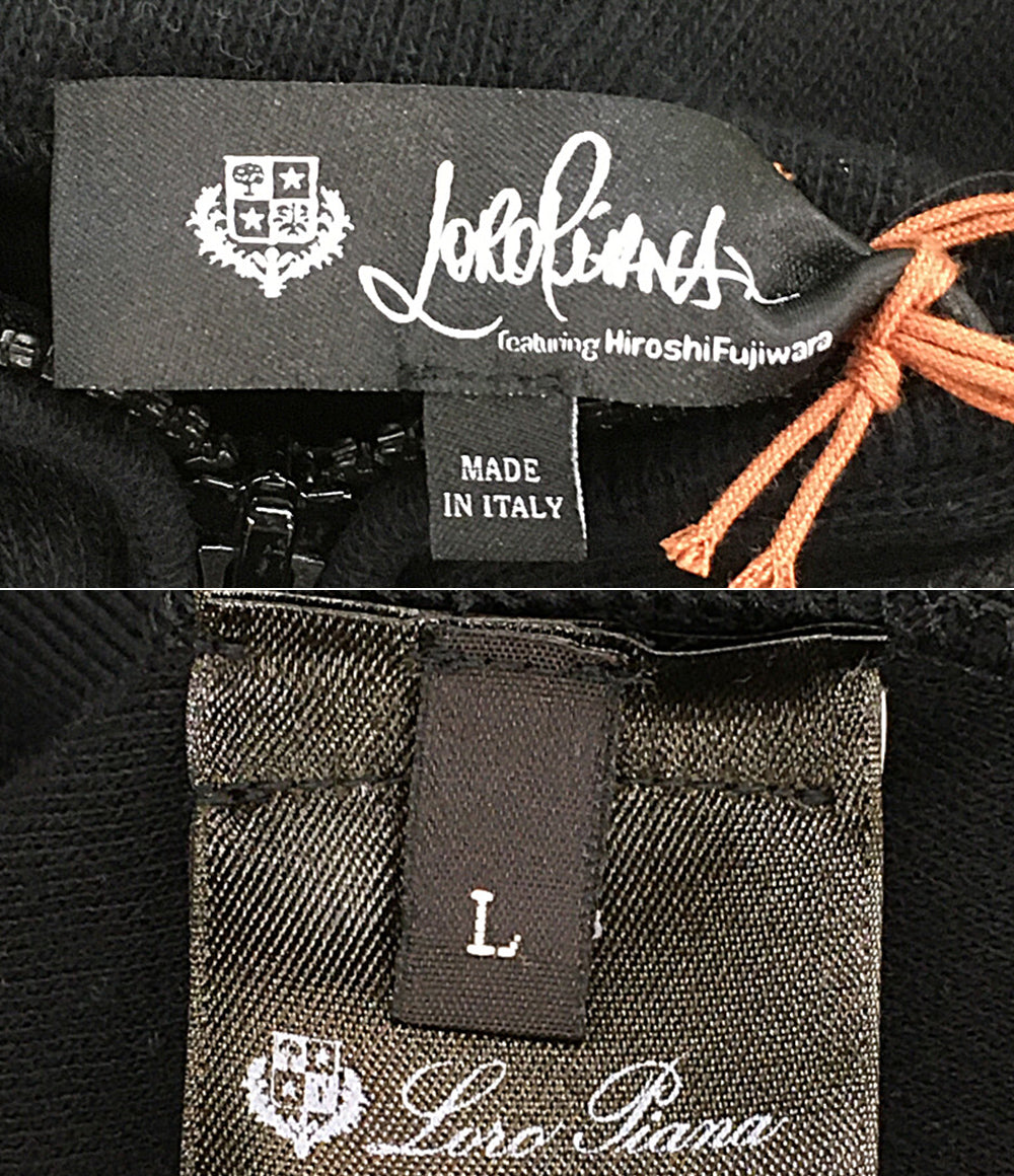 Loro Piana パーカー ×藤原ヒロシ Zip Hoodie White BLK FAM1595 メンズ SIZE L ロロピアーナ
