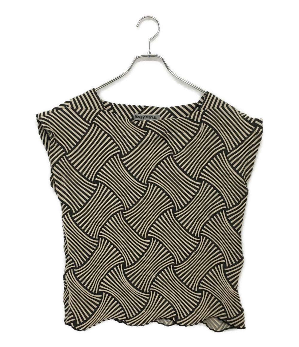 イッセイミヤケ カットソー ベイクドストレッチプリーツ モノクロ IM62FJ530 レディース SIZE 2 ISSEY MIYAKE
