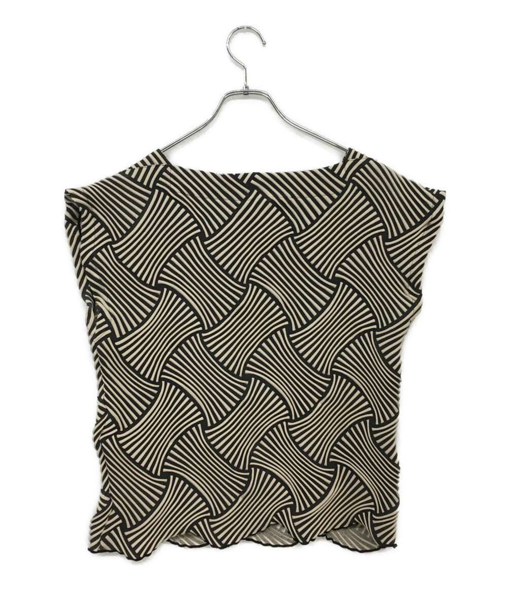 イッセイミヤケ カットソー ベイクドストレッチプリーツ モノクロ IM62FJ530 レディース SIZE 2 ISSEY MIYAKE