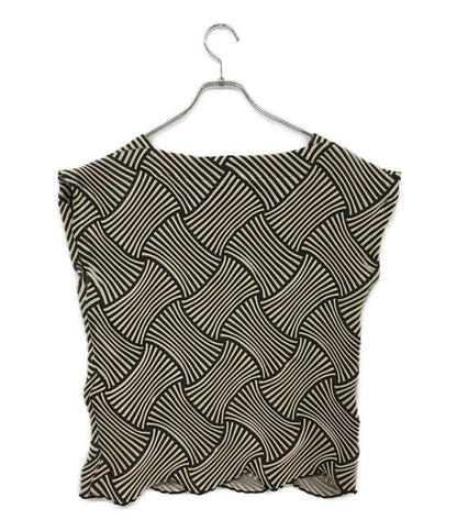 イッセイミヤケ カットソー ベイクドストレッチプリーツ モノクロ IM62FJ530 レディース SIZE 2 ISSEY MIYAKE