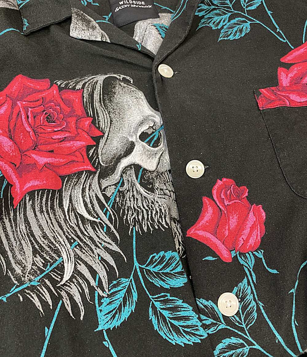 セントマイケル 長袖シャツ ブラック スカルローズ SM-S23-0000-126 メンズ SIZE L saint michael