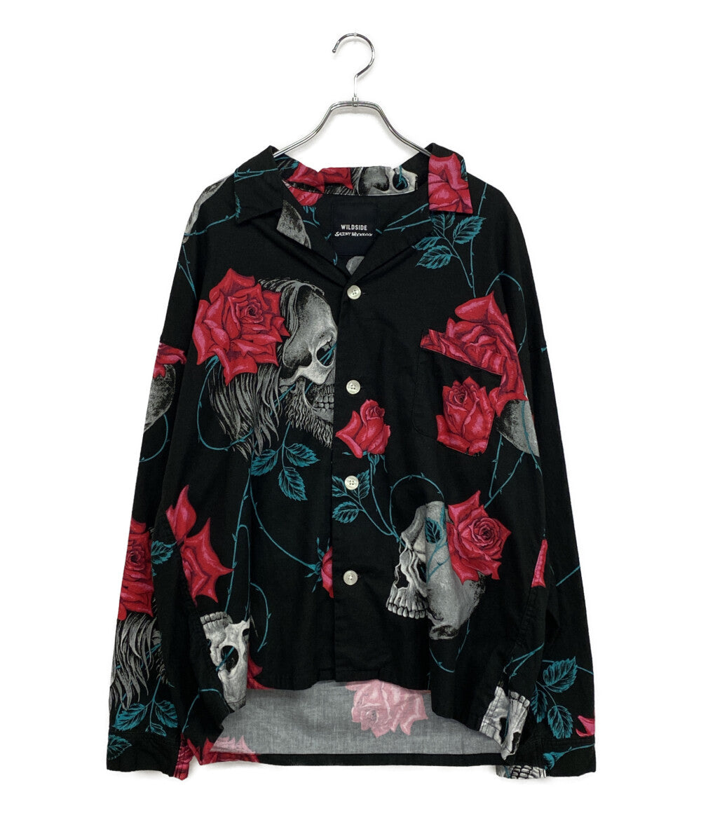 セントマイケル 長袖シャツ ブラック スカルローズ SM-S23-0000-126 メンズ SIZE L saint michael