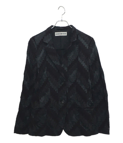 イッセイミヤケ テーラードジャケット ダークレッド IM03FD508 レディース SIZE 2 ISSEY MIYAKE