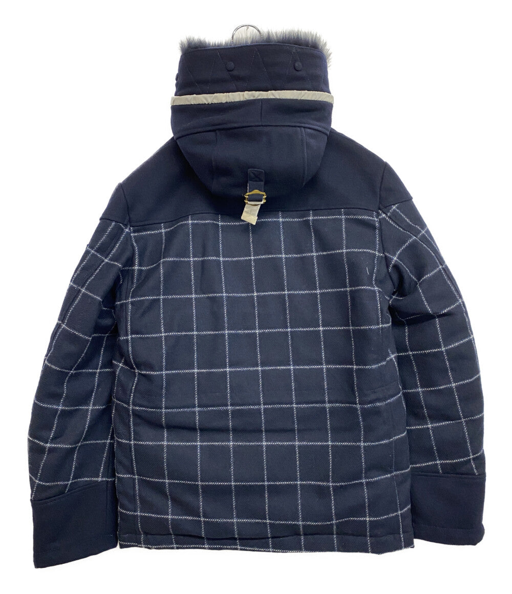 A(LeFRUDE)E アレフルード ダウンジャケット ウール ネイビー チェック メンズ SIZE M