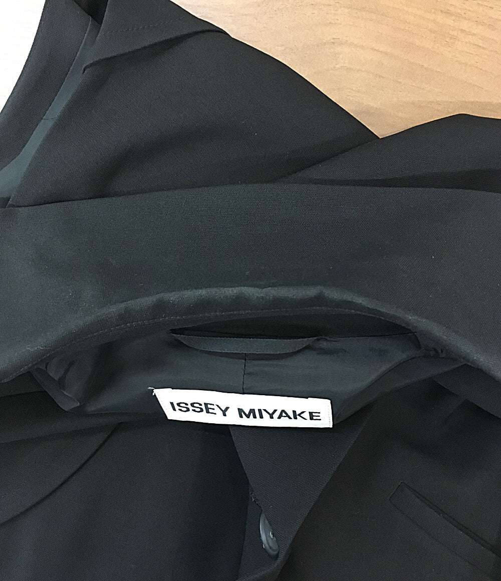 イッセイミヤケ ウールノースリーブロングジャケット グローブポケット IM73FE501 レディース SIZE 2 ISSEY MIYAKE