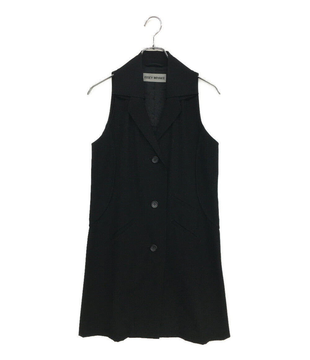 イッセイミヤケ ウールノースリーブロングジャケット グローブポケット IM73FE501 レディース SIZE 2 ISSEY MIYAKE