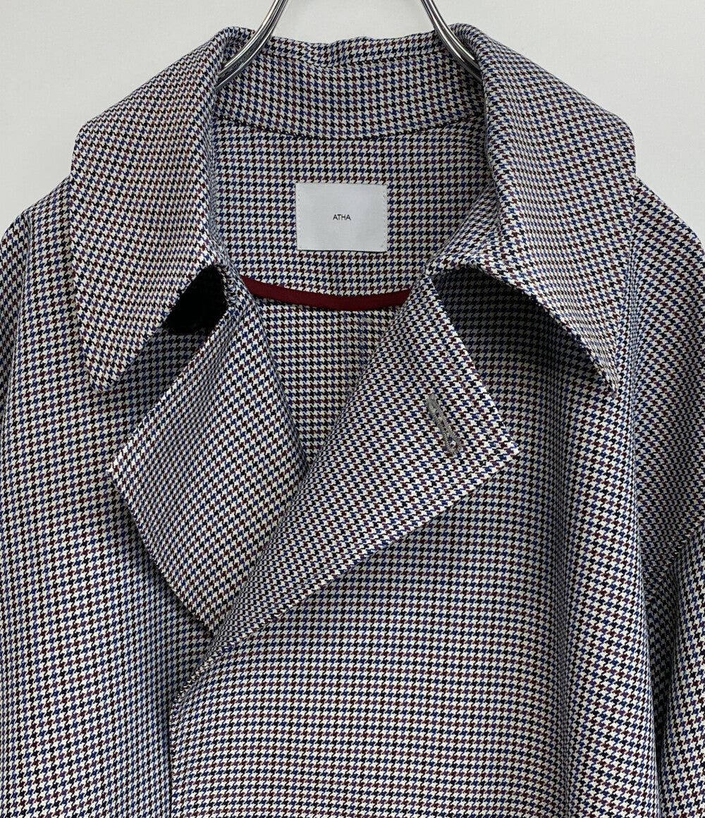 美品 ATHA アタ トレンチコート 千鳥柄 A-2010-T-01 メンズ SIZE F