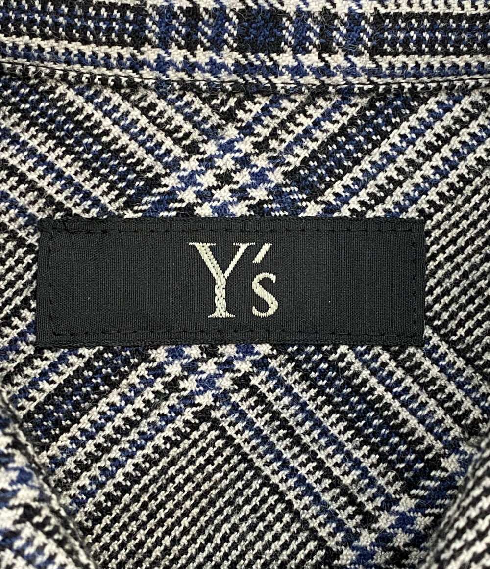 美品 Y's 長袖ロングシャツ チェック ウール グレー 2023AW YJ-B16-115 レディース SIZE 1 ワイズ