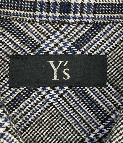 美品 Y's 長袖ロングシャツ チェック ウール グレー 2023AW YJ-B16-115 レディース SIZE 1 ワイズ