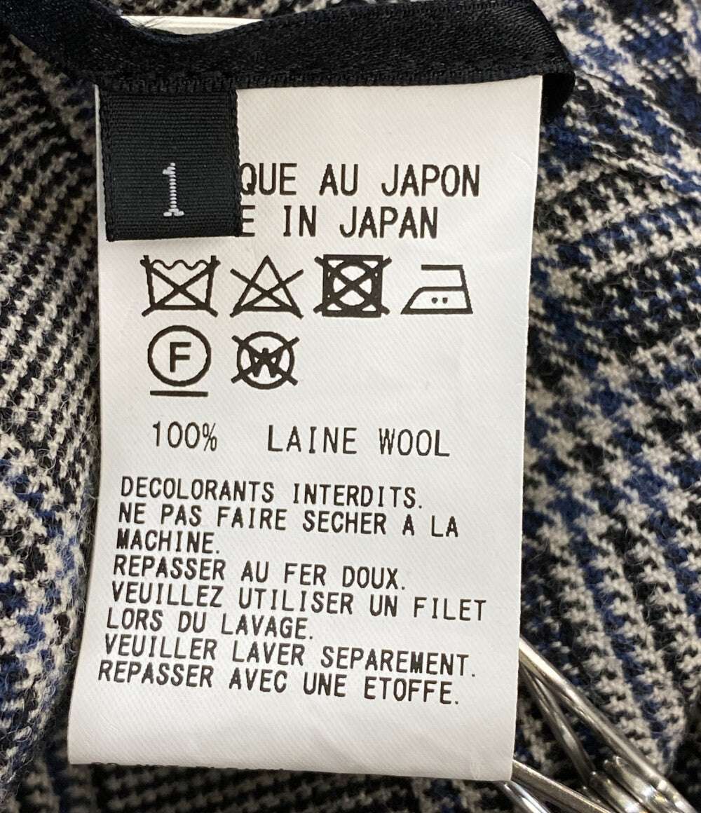美品 Y's 長袖ロングシャツ チェック ウール グレー 2023AW YJ-B16-115 レディース SIZE 1 ワイズ