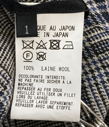 美品 Y's 長袖ロングシャツ チェック ウール グレー 2023AW YJ-B16-115 レディース SIZE 1 ワイズ