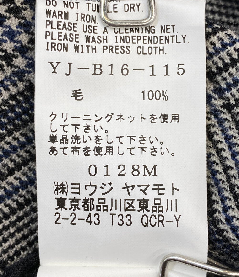 美品 Y's 長袖ロングシャツ チェック ウール グレー 2023AW YJ-B16-115 レディース SIZE 1 ワイズ
