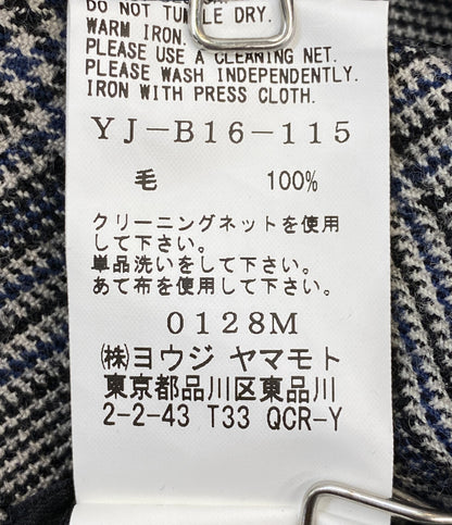 美品 Y's 長袖ロングシャツ チェック ウール グレー 2023AW YJ-B16-115 レディース SIZE 1 ワイズ