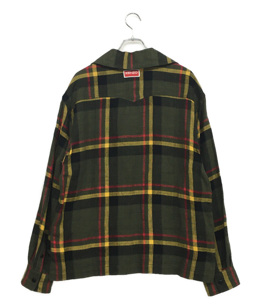 美品 KENZO 長袖シャツ Checks lace up overshirt FD55CH5149RY メンズ SIZE M ケンゾー