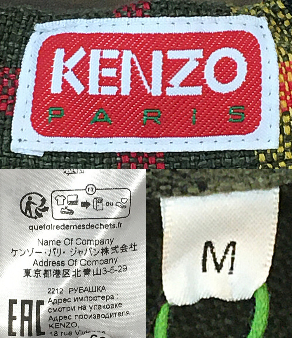 美品 KENZO 長袖シャツ Checks lace up overshirt FD55CH5149RY メンズ SIZE M ケンゾー