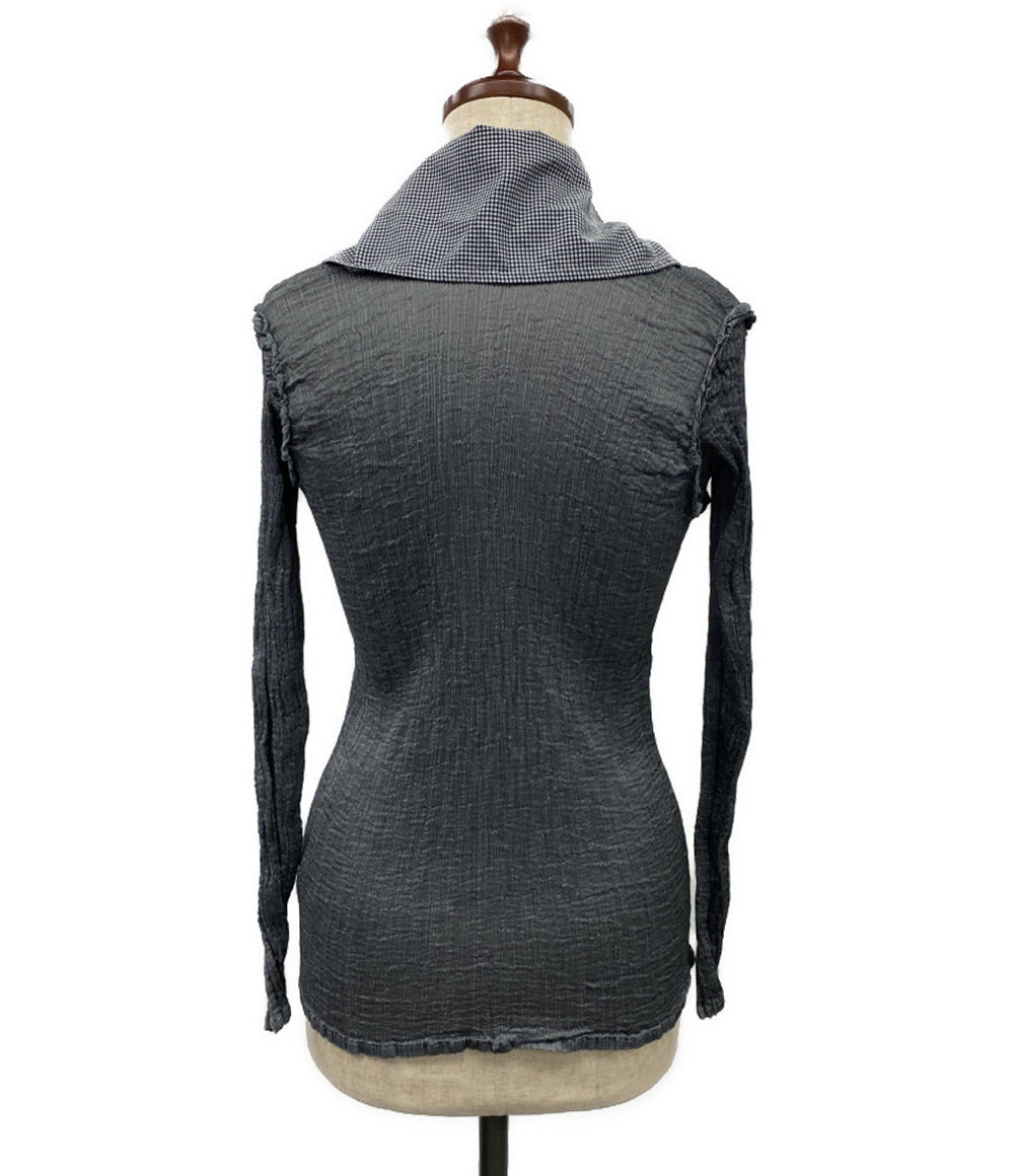 ME ISSEY MIYAKE 長袖ブラウス グレー プリーツ切替チェック柄 MI21FJ442 レディース SIZE - ミー イッセイミヤケ