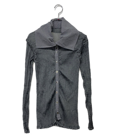 ME ISSEY MIYAKE 長袖ブラウス グレー プリーツ切替チェック柄 MI21FJ442 レディース SIZE - ミー イッセイミヤケ