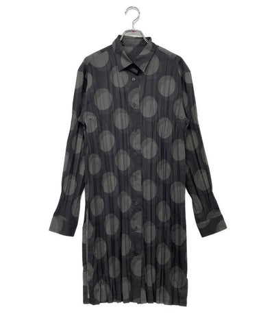 ISSEY MIYAKE FETE イッセイミヤケ フェット シャツワンピース 大柄ドット プリーツ IF92FJ295 レディース SIZE 3