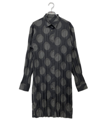 ISSEY MIYAKE FETE イッセイミヤケ フェット シャツワンピース 大柄ドット プリーツ IF92FJ295 レディース SIZE 3