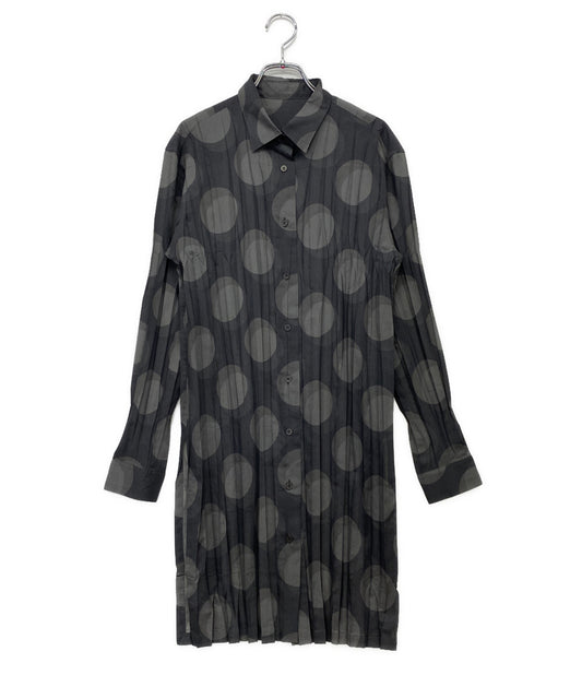 ISSEY MIYAKE FETE イッセイミヤケ フェット シャツワンピース 大柄ドット プリーツ IF92FJ295 レディース SIZE 3