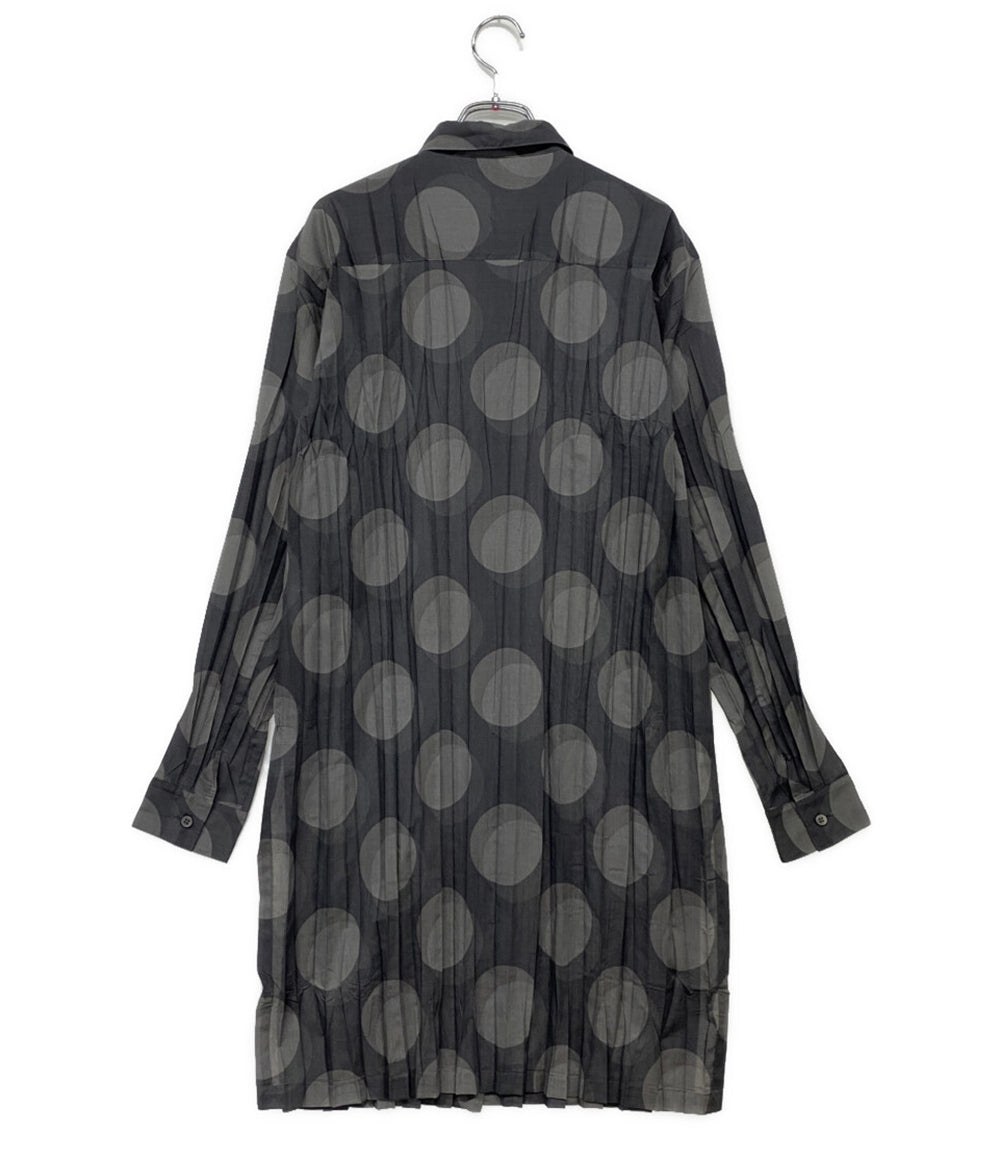 ISSEY MIYAKE FETE イッセイミヤケ フェット シャツワンピース 大柄ドット プリーツ IF92FJ295 レディース SIZE 3