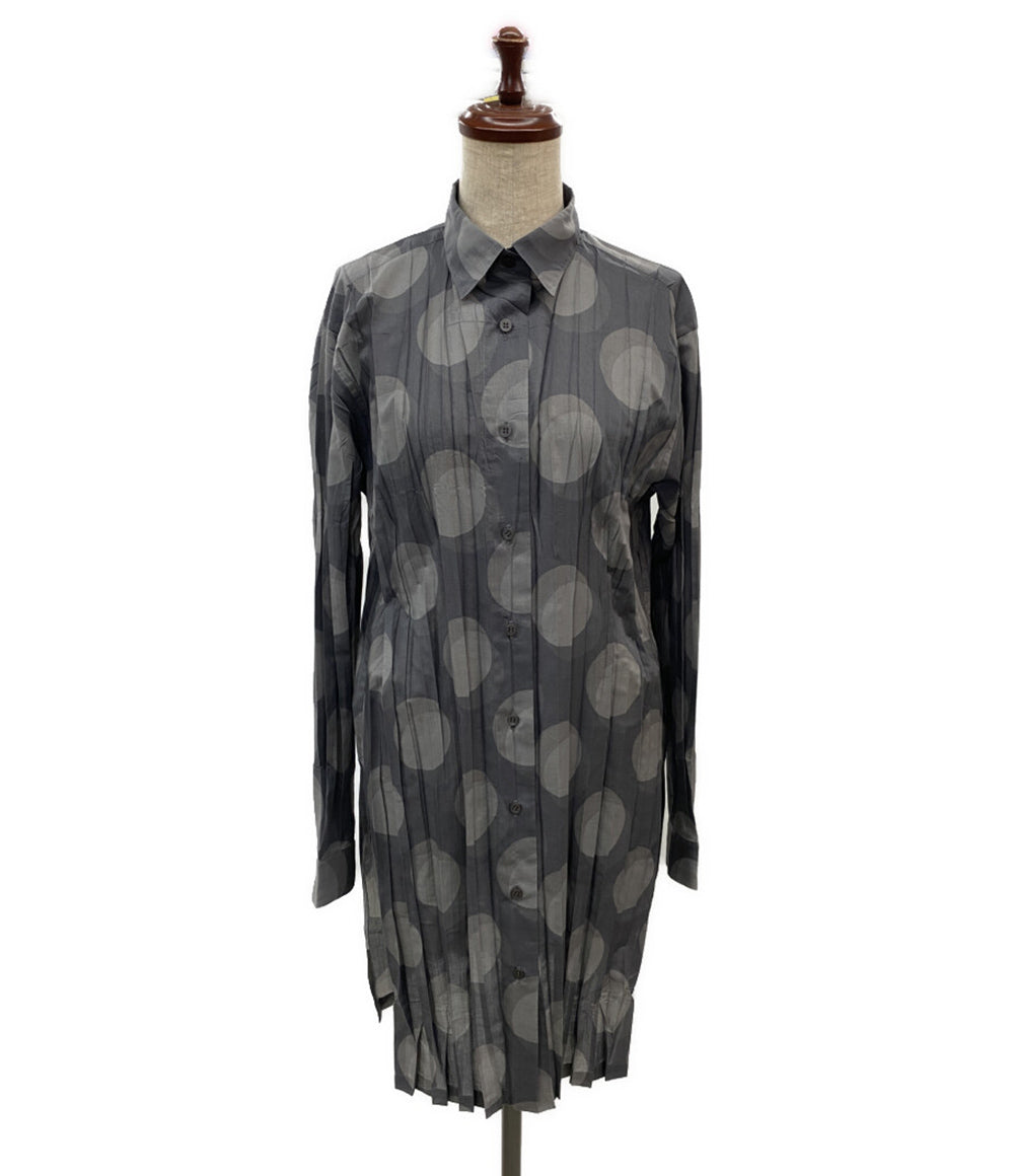 ISSEY MIYAKE FETE イッセイミヤケ フェット シャツワンピース 大柄ドット プリーツ IF92FJ295 レディース SIZE 3
