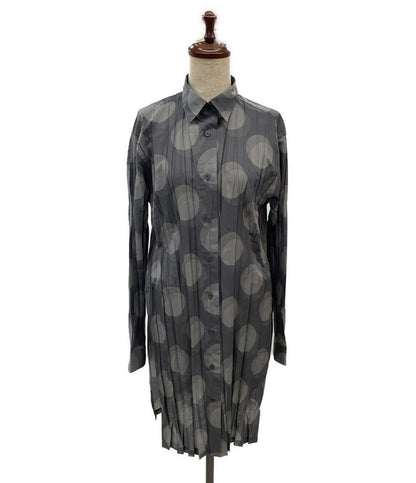 ISSEY MIYAKE FETE イッセイミヤケ フェット シャツワンピース 大柄ドット プリーツ IF92FJ295 レディース SIZE 3