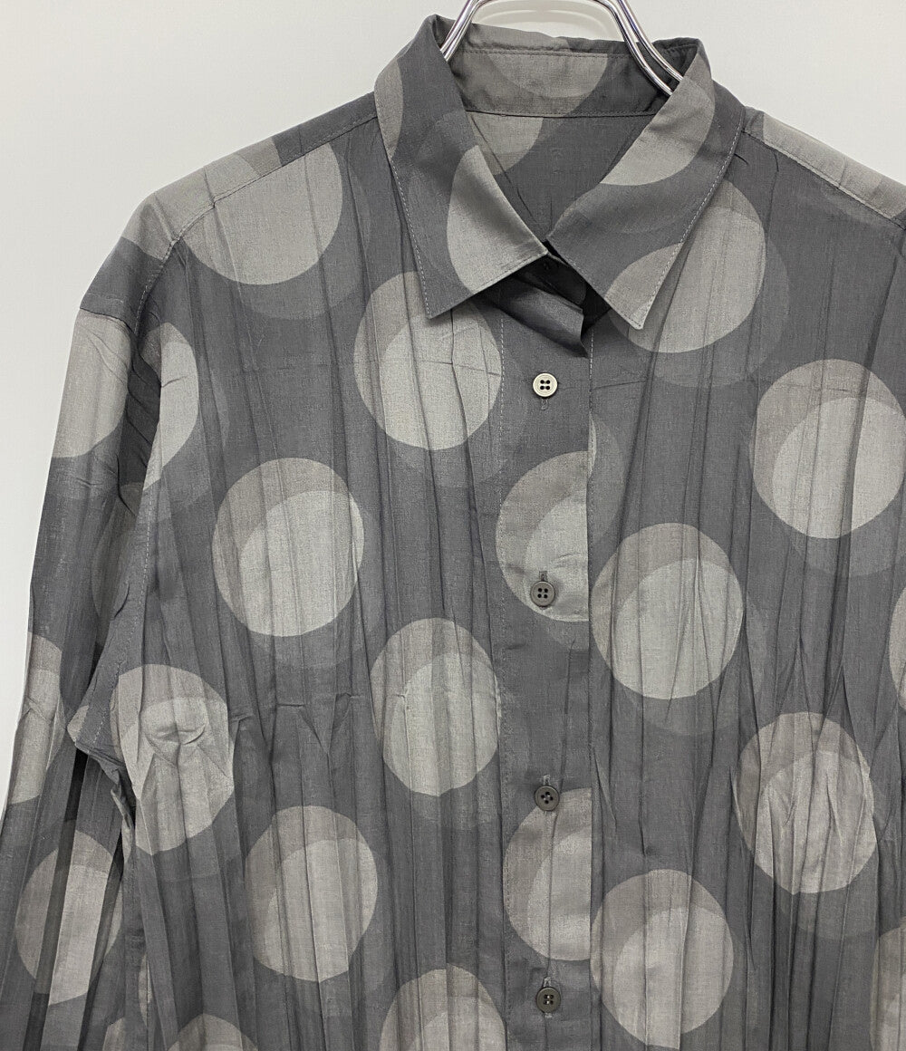ISSEY MIYAKE FETE イッセイミヤケ フェット シャツワンピース 大柄ドット プリーツ IF92FJ295 レディース SIZE 3