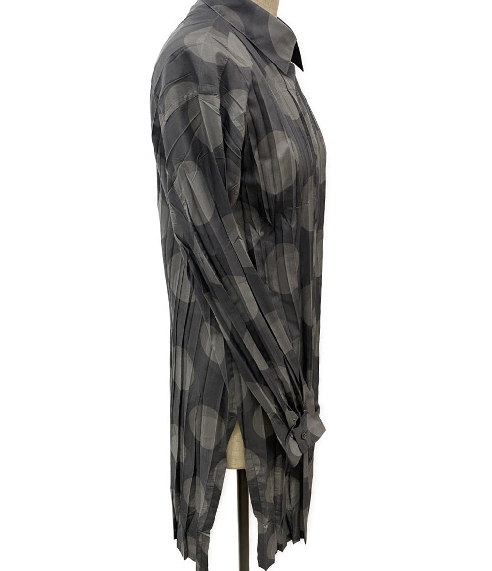 ISSEY MIYAKE FETE イッセイミヤケ フェット シャツワンピース 大柄ドット プリーツ IF92FJ295 レディース SIZE 3