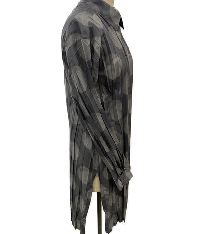 ISSEY MIYAKE FETE イッセイミヤケ フェット シャツワンピース 大柄ドット プリーツ IF92FJ295 レディース SIZE 3