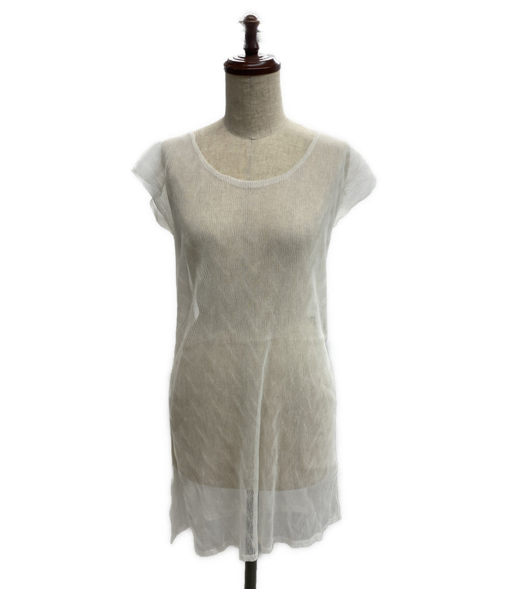ISSEY MIYAKE シアーワンピース フレンチスリーブ ホワイト IM41FJ108 レディース SIZE 2 イッセイミヤケ