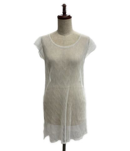 ISSEY MIYAKE シアーワンピース フレンチスリーブ ホワイト IM41FJ108 レディース SIZE 2 イッセイミヤケ