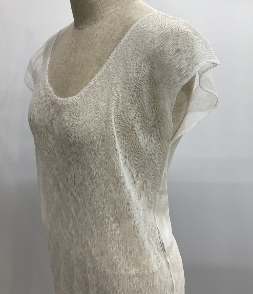 ISSEY MIYAKE シアーワンピース フレンチスリーブ ホワイト IM41FJ108 レディース SIZE 2 イッセイミヤケ