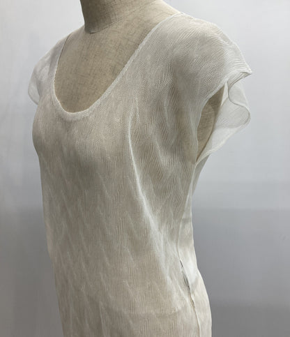 ISSEY MIYAKE シアーワンピース フレンチスリーブ ホワイト IM41FJ108 レディース SIZE 2 イッセイミヤケ
