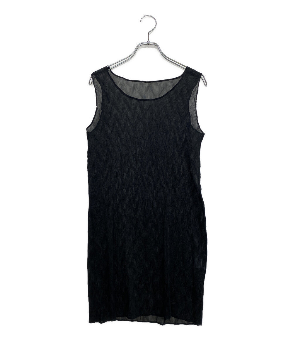 ISSEY MIYAKE シアーワンピース ノースリーブ ブラック IM41FJ108 レディース SIZE 2 イッセイミヤケ