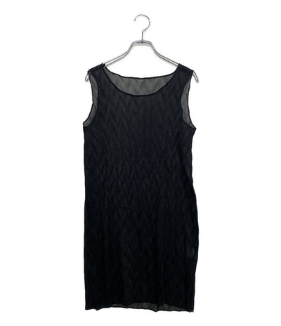 ISSEY MIYAKE シアーワンピース ノースリーブ ブラック IM41FJ108 レディース SIZE 2 イッセイミヤケ