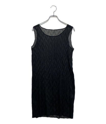 ISSEY MIYAKE シアーワンピース ノースリーブ ブラック IM41FJ108 レディース SIZE 2 イッセイミヤケ