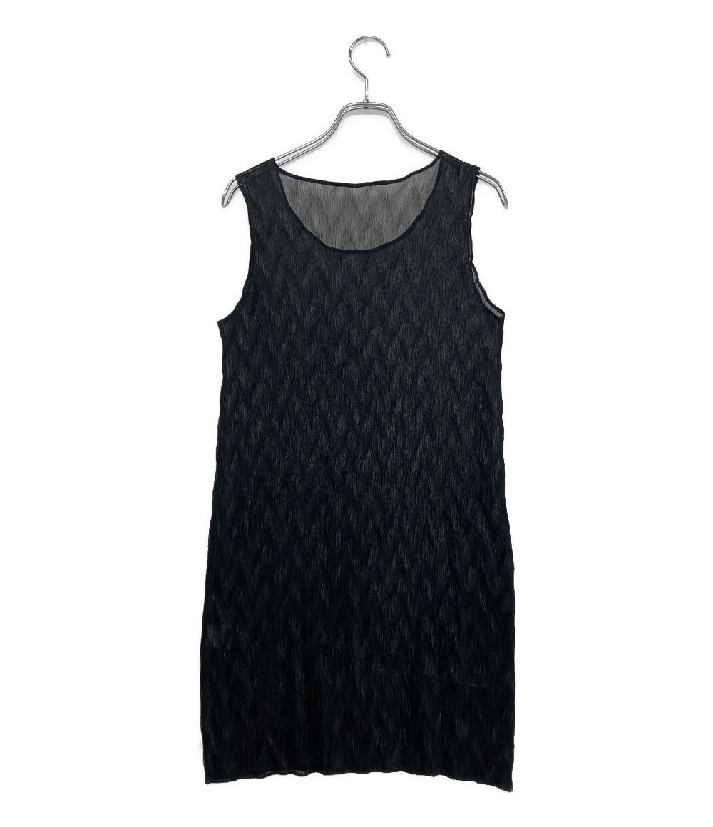 ISSEY MIYAKE シアーワンピース ノースリーブ ブラック IM41FJ108 レディース SIZE 2 イッセイミヤケ