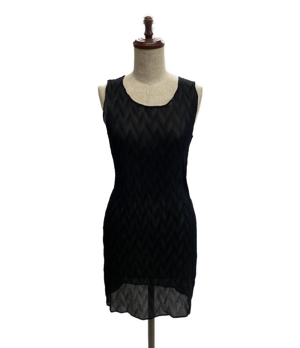 ISSEY MIYAKE シアーワンピース ノースリーブ ブラック IM41FJ108 レディース SIZE 2 イッセイミヤケ