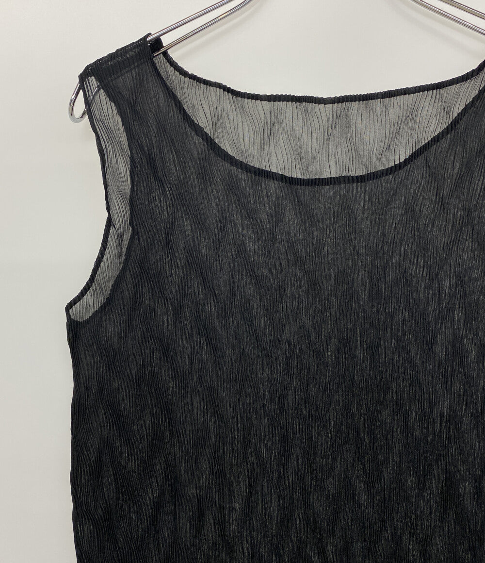 ISSEY MIYAKE シアーワンピース ノースリーブ ブラック IM41FJ108 レディース SIZE 2 イッセイミヤケ