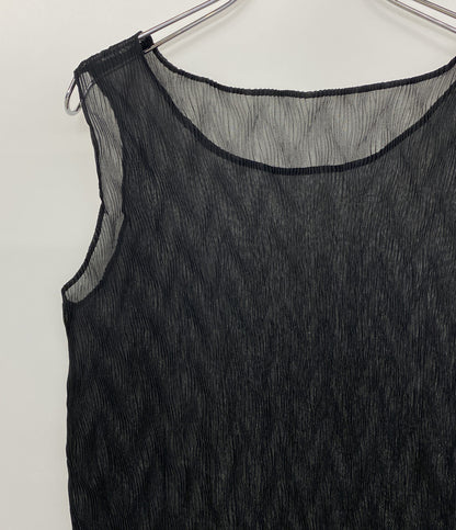 ISSEY MIYAKE シアーワンピース ノースリーブ ブラック IM41FJ108 レディース SIZE 2 イッセイミヤケ