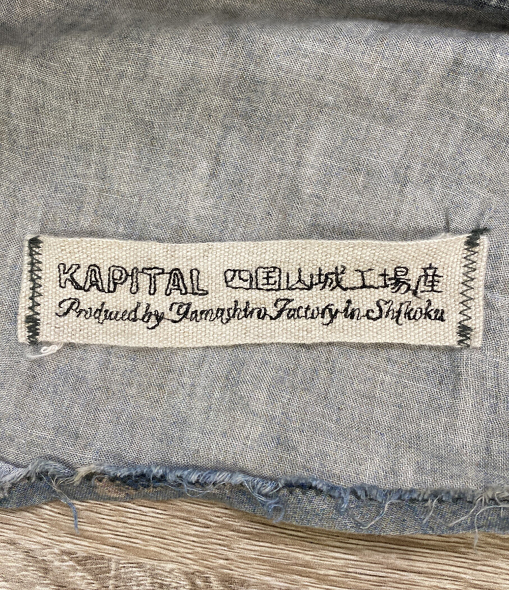 【レア】KAPITAL FARMY パッチワーク 長袖カットソー KAPITAL 長袖シャツ パッチワーク ブルー メンズ SIZE - キャピタル