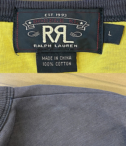 RRL RALPH LAUREN 半袖Ｔシャツ ブラック×マスタード KK-PM-YA-6108 メンズ SIZE - ダブルアールエル