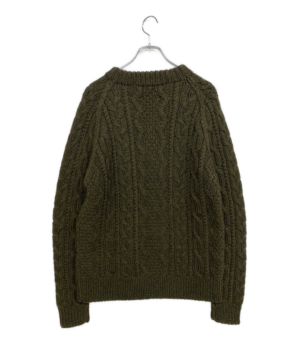 美品 RRL RALPH LAUREN ニット オールド フィッシャーマン オリーブ ケーブル ウール KR-RS-NA-4917 メンズ SIZE M ダブルアールエル