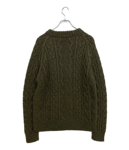美品 RRL RALPH LAUREN ニット オールド フィッシャーマン オリーブ ケーブル ウール KR-RS-NA-4917 メンズ SIZE M ダブルアールエル