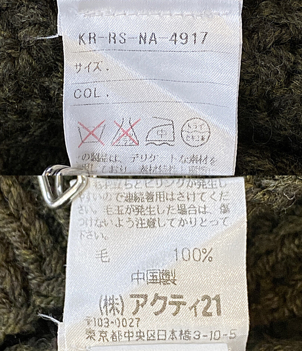 美品 RRL RALPH LAUREN ニット オールド フィッシャーマン オリーブ ケーブル ウール KR-RS-NA-4917 メンズ SIZE M ダブルアールエル