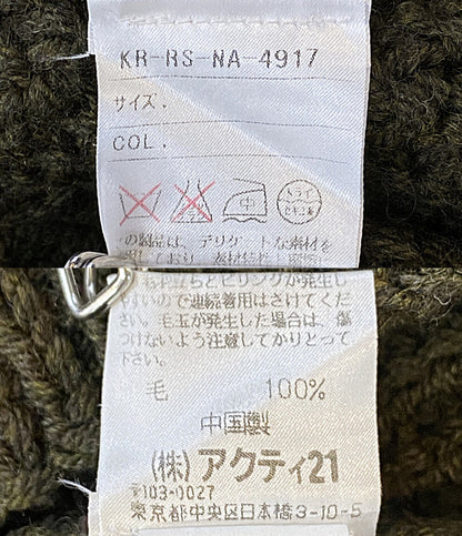 美品 RRL RALPH LAUREN ニット オールド フィッシャーマン オリーブ ケーブル ウール KR-RS-NA-4917 メンズ SIZE M ダブルアールエル