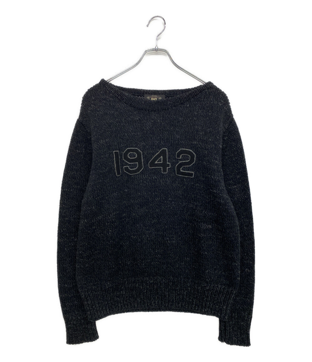 RRL RALPH LAUREN ニット アメリカ製 ボートネック レタード ブラック メンズ SIZE - ダブルアールエル